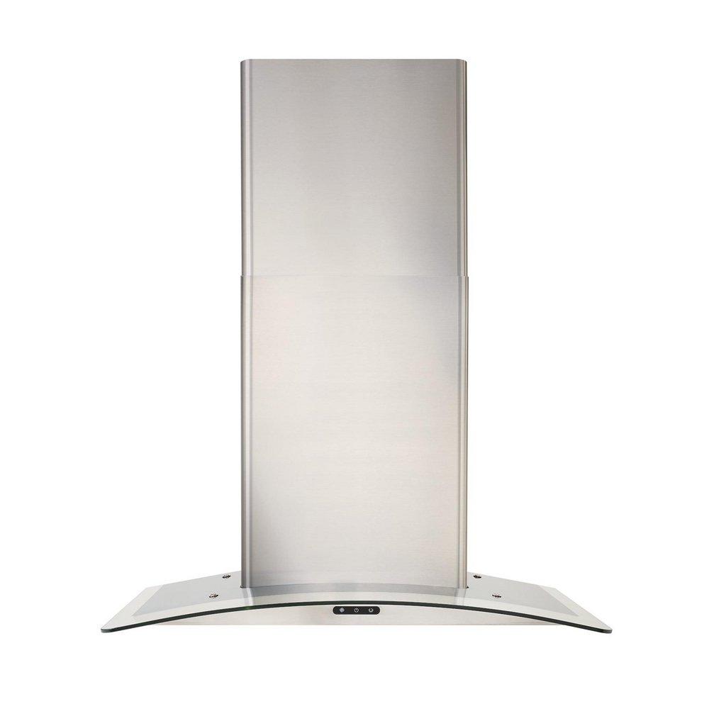 30 CONVERTIBLE WALL MOUNT CURVED GLASS CHIMNEY RANGE HOOD WITH LED LIGHT IN STAINLESS STEEL 