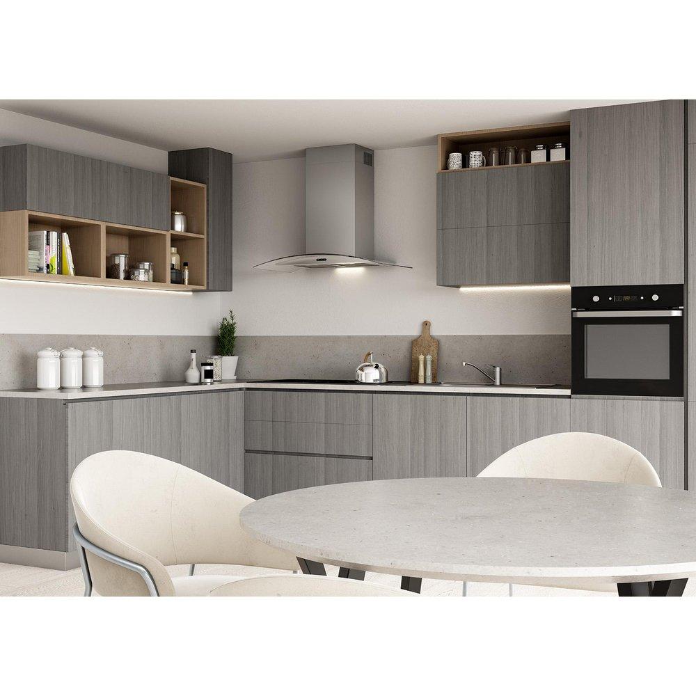 30 CONVERTIBLE WALL MOUNT CURVED GLASS CHIMNEY RANGE HOOD WITH LED LIGHT IN STAINLESS STEEL 