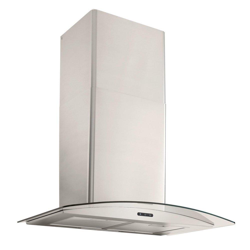 30 CONVERTIBLE WALL MOUNT CURVED GLASS CHIMNEY RANGE HOOD WITH LED LIGHT IN STAINLESS STEEL 