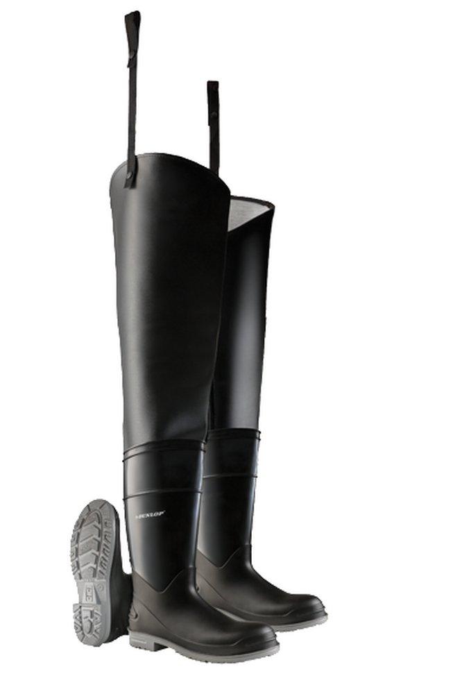 Dunlop Black PVC Hip Wader Boot with Steel Toe in Black 