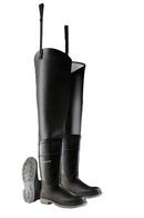 Size 13 PVC Hip Wader Boot with Steel Toe in Black