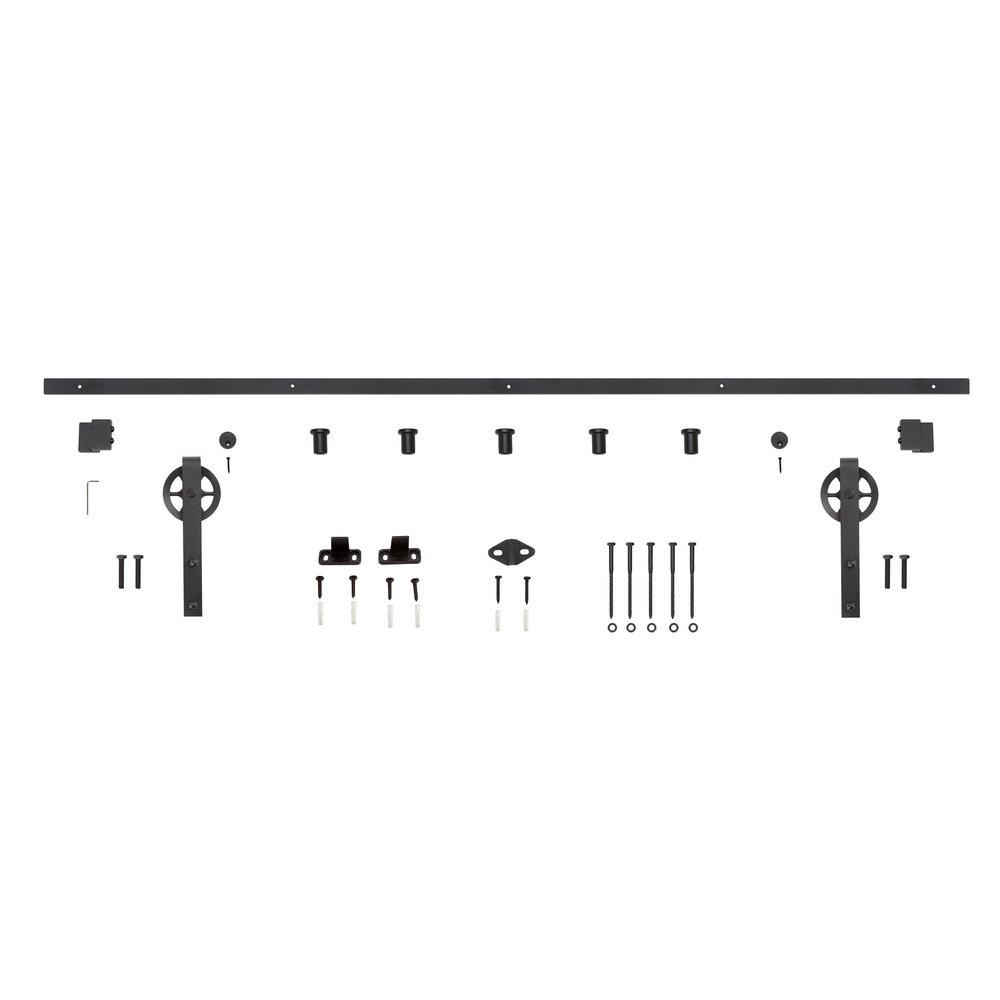 Black 78 in. Barn Door Large Wheel Bent Strap 