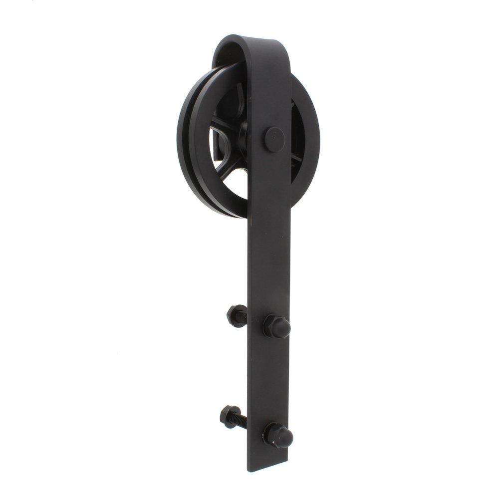 Black 78 in. Barn Door Large Wheel Bent Strap 