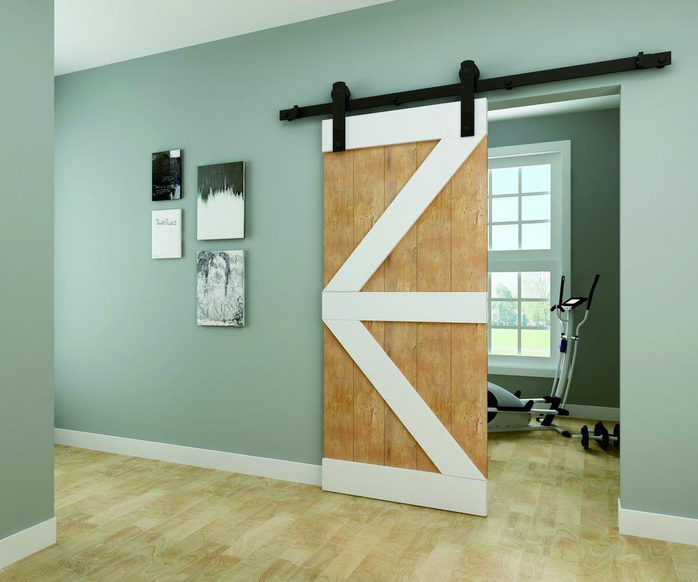Black 96 in. Barn Door Straight Strap 