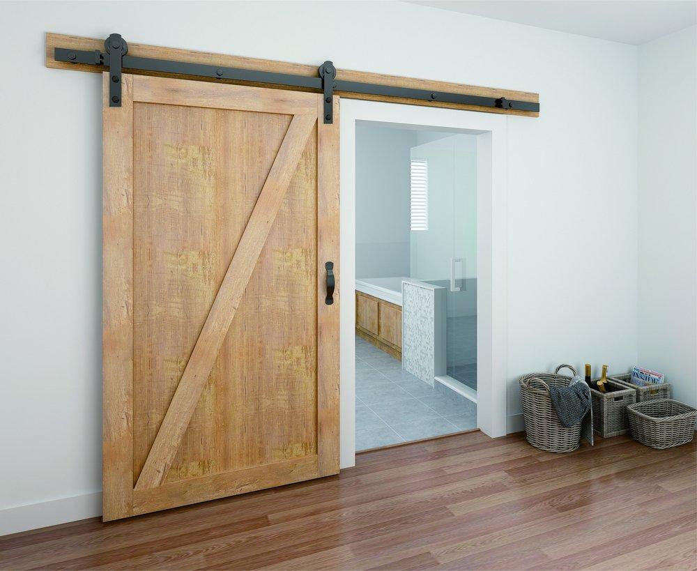 Black 96 in. Barn Door Straight Strap 