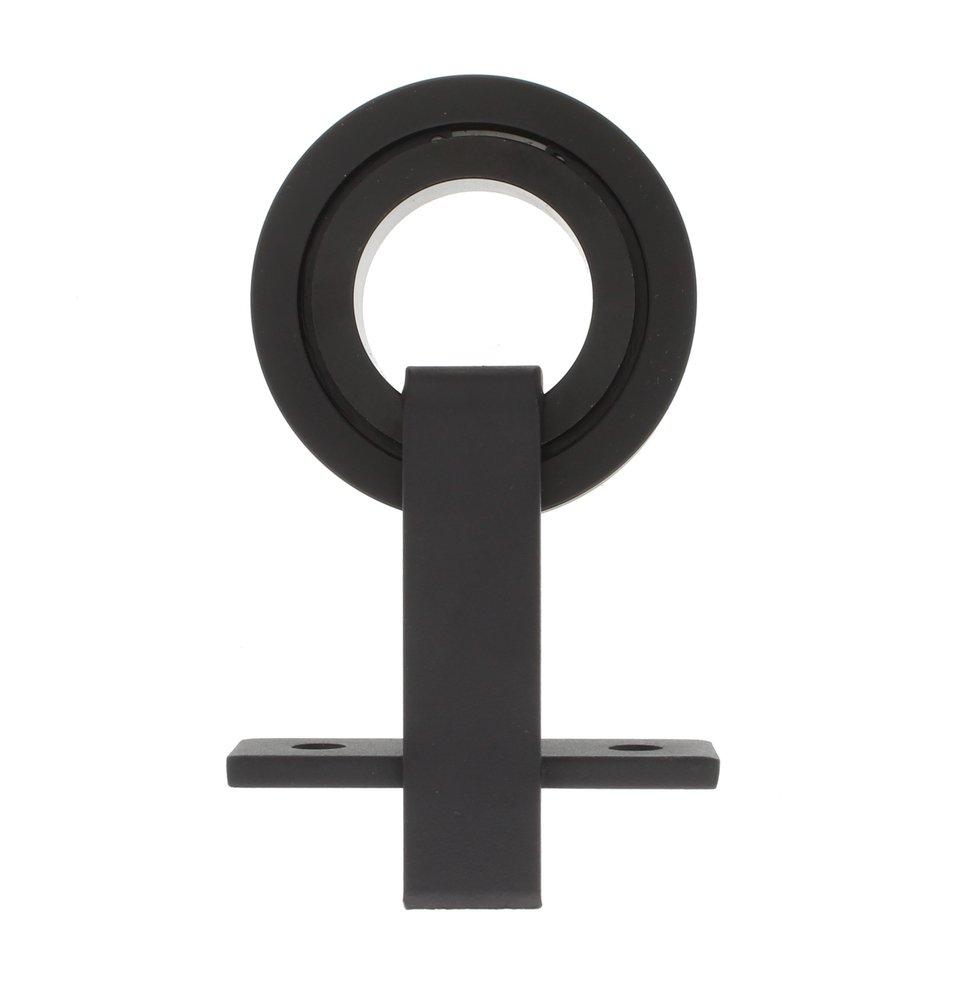 Black 60 in. Barn Door Top Mount Bearing Wheel Strap 