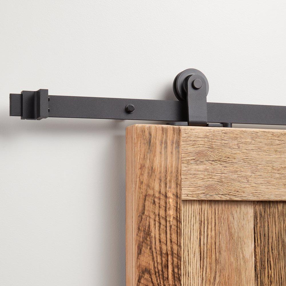 Black 78 in. Barn Door Top Mount Sliding Track 