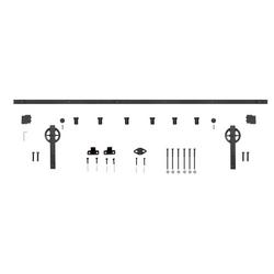 96 in. Barn Door Large Wheel Bent Strap in Black