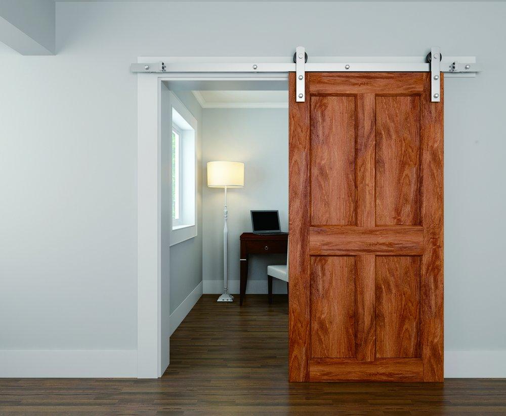 Miseno Satin Nickel 96 in. Barn Door Straight Strap 