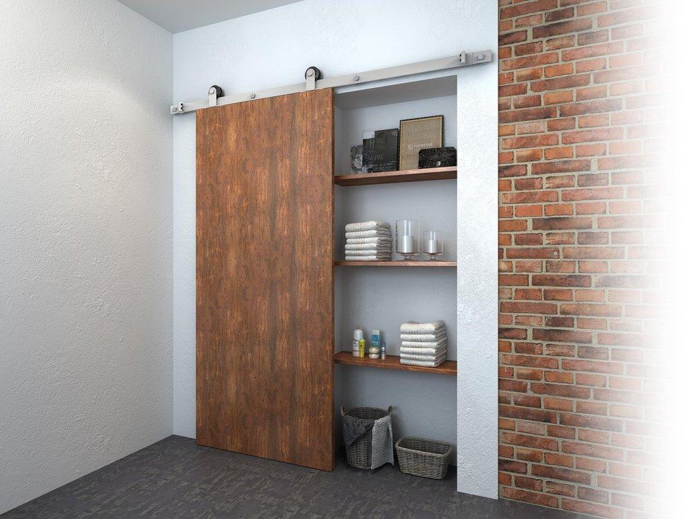 Miseno Stainless Steel 96 in. Barn Door Top Mount Sliding Track 