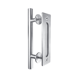 Handle Set with Recessed Pull in Stainless Steel