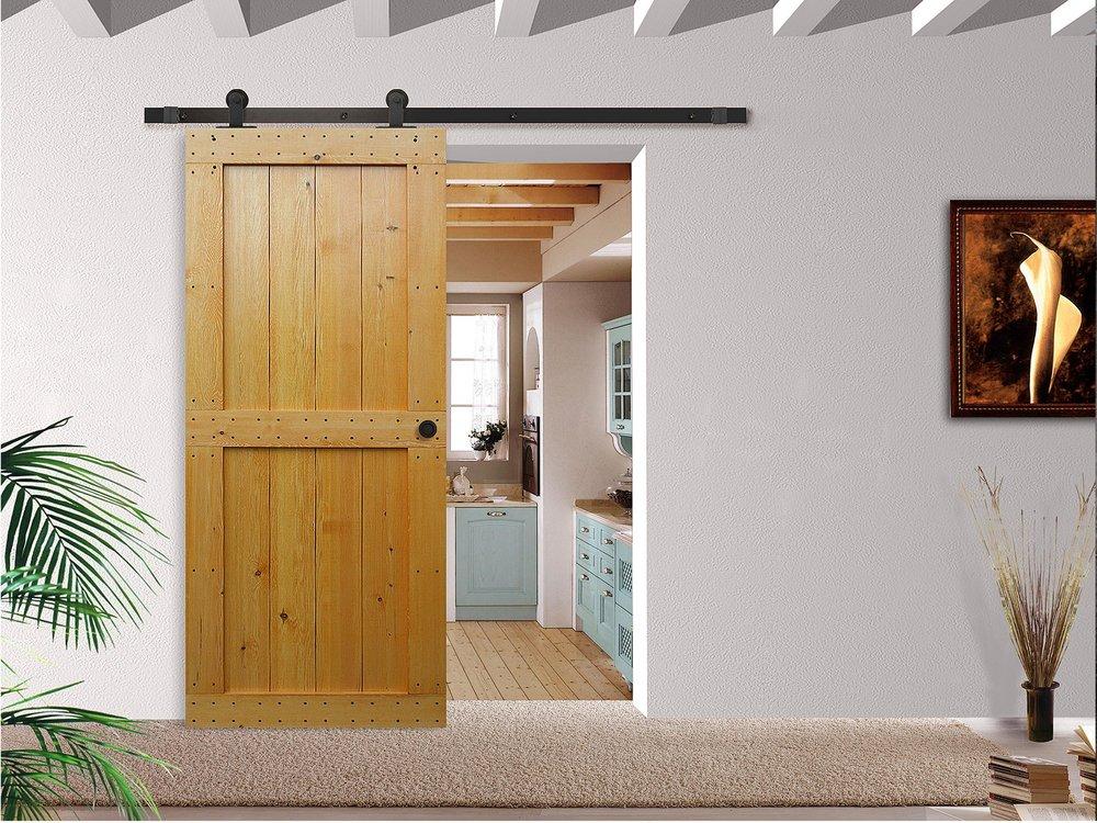 Black 120 in. Barn Door Top Mount Sliding Track 