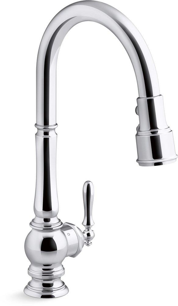 KOHLER Polished Chrome Single Handle Pull Down Kitchen Faucet 