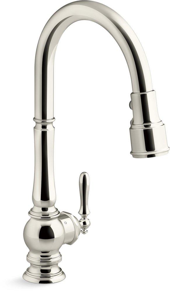 KOHLER Vibrant&reg; Polished Nickel Single Handle Pull Down Kitchen Faucet 