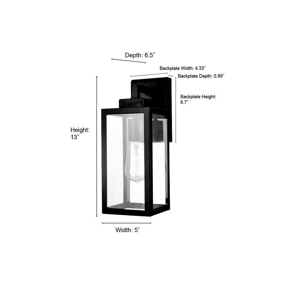 13 in. 1-Light Outdoor Wall Sconce in Powder Coated Black 