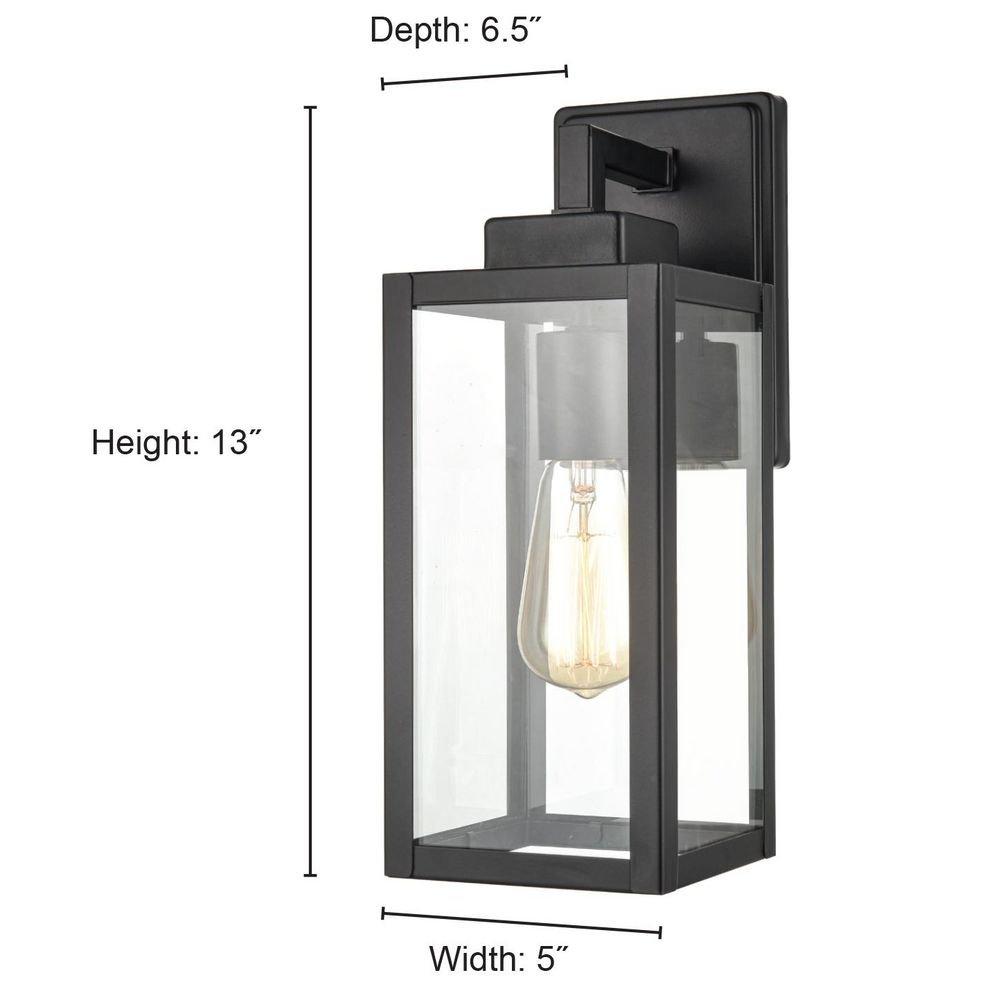13 in. 1-Light Outdoor Wall Sconce in Powder Coated Black 