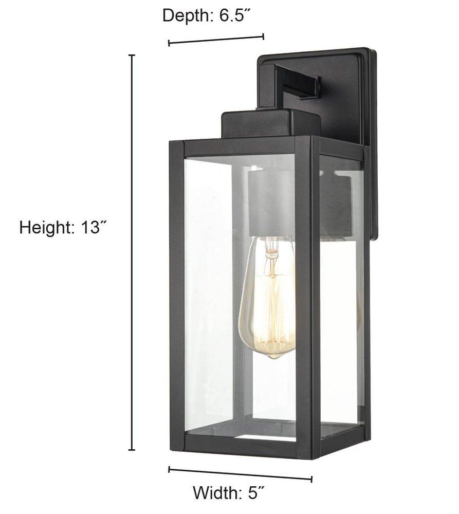 13 in. 1-Light Outdoor Wall Sconce in Powder Coated Black 