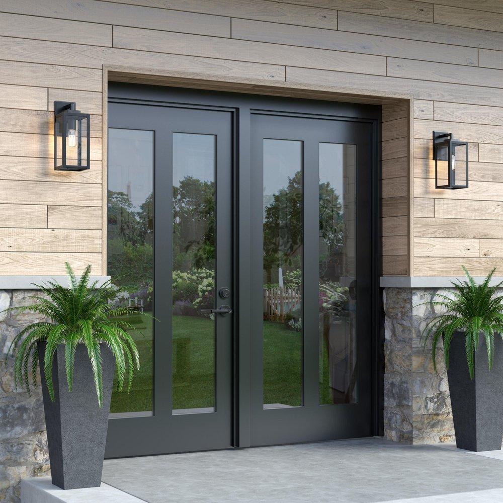 13 in. 1-Light Outdoor Wall Sconce in Powder Coated Black 