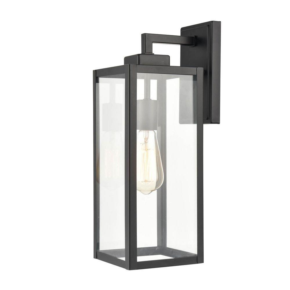 17 in. 1-Light Outdoor Wall Sconce in Powder Coated Black 