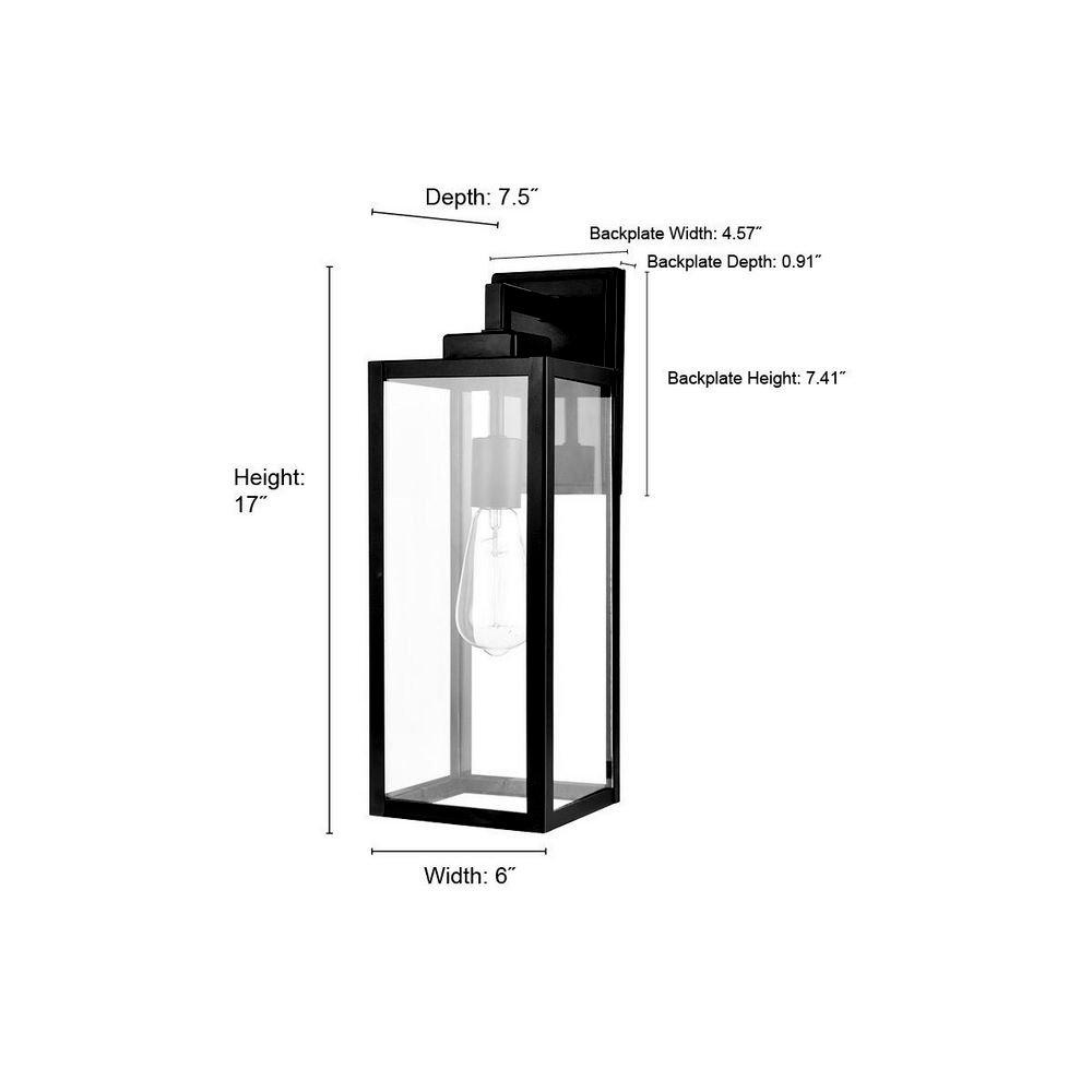 17 in. 1-Light Outdoor Wall Sconce in Powder Coated Black 