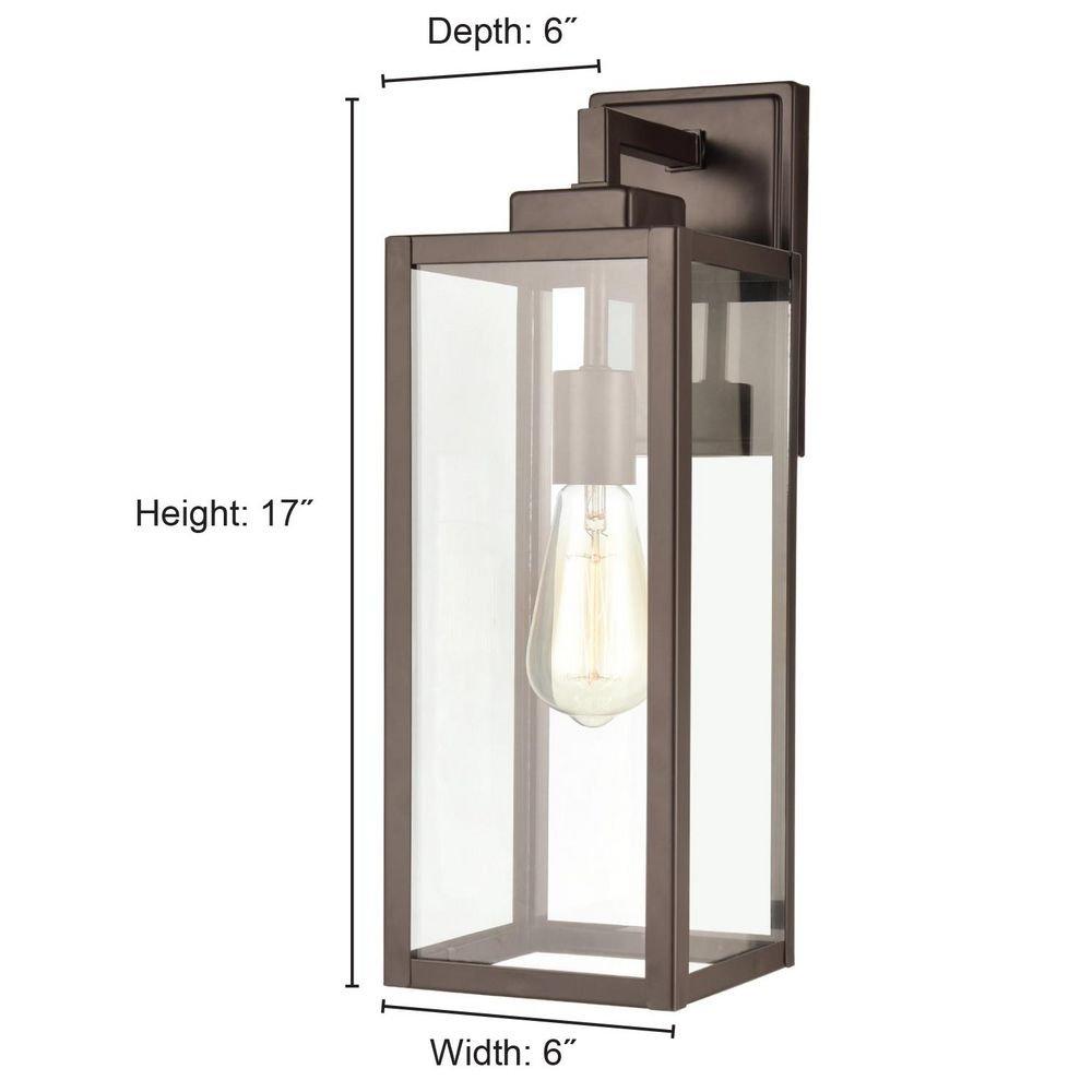 17 in. 1-Light Outdoor Wall Sconce in Powder Coated Black 
