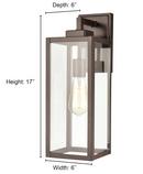 17 in. 1-Light Outdoor Wall Sconce in Powder Coated Black 