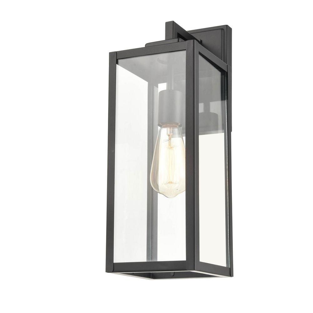 17 in. 1-Light Outdoor Wall Sconce in Powder Coated Black 