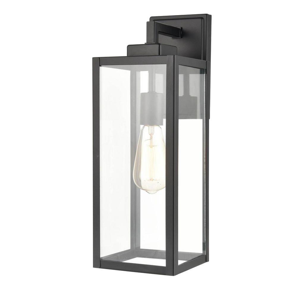 17 in. 1-Light Outdoor Wall Sconce in Powder Coated Black 