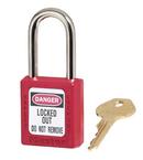 Thermoplastic Safety Red Padlock 1-1/2 in. Wide with 1-1/2 in. Shackle Height Keyed Alike