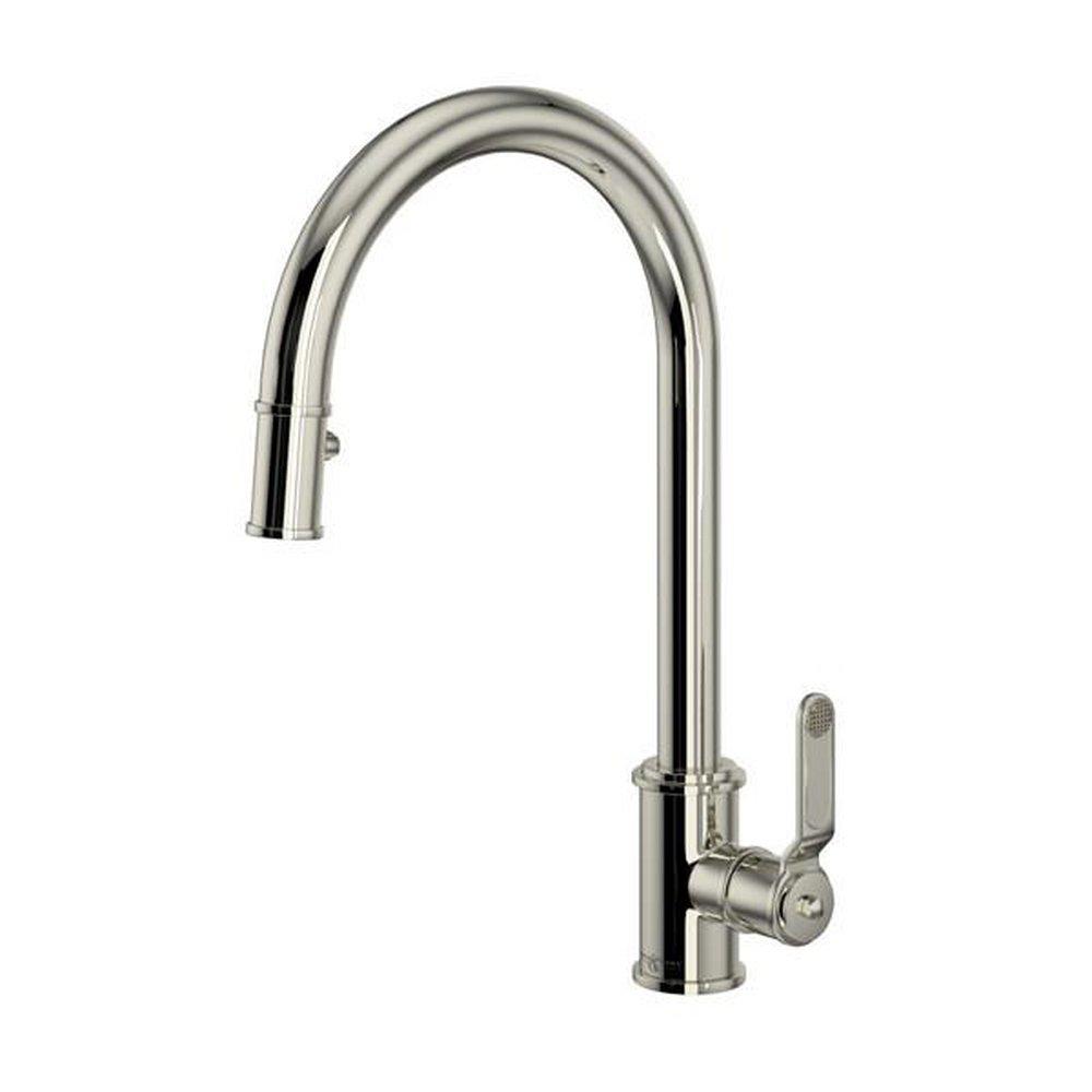Perrin & Rowe Polished Nickel Pull Down Monoblock Kitchen Faucet 