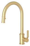 Perrin & Rowe Satin English Gold Pull Down Monoblock Kitchen Faucet 