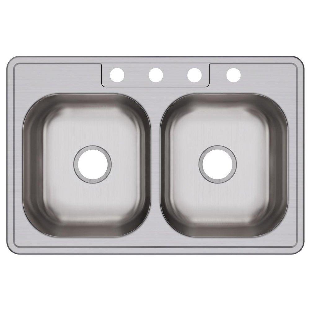 Dayton Elite Satin 33 x 22 in. Stainless Steel Double Bowl Drop-in Kitchen Sink in Elite Satin 