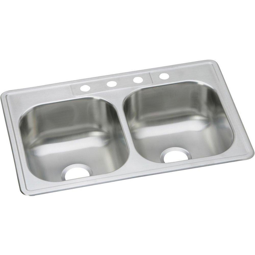 Dayton Elite Satin 33 x 22 in. Stainless Steel Double Bowl Drop-in Kitchen Sink in Elite Satin 