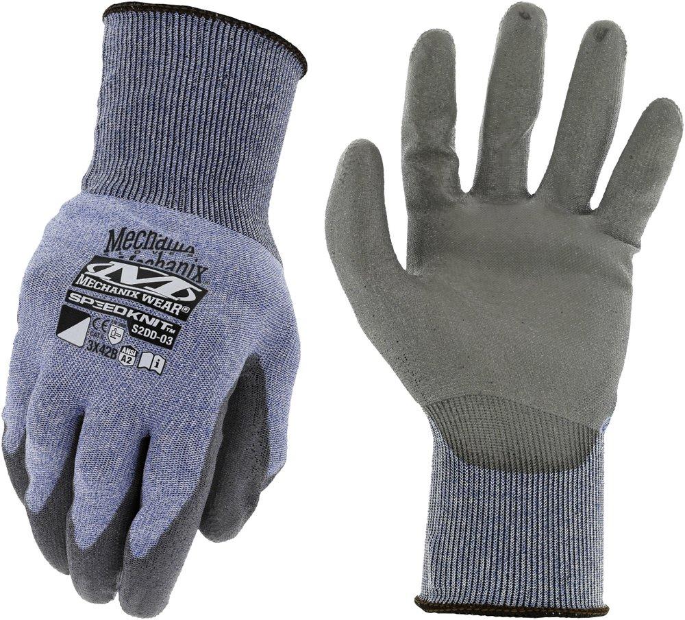 Mechanix Wear Light Grey 15 ga Polyurethane Coated HPPE and Nitrile Cut Resistant Gloves in Light Grey and Blue 