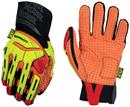 S Size Cotton, Grain Leather, Kevlar®, Synthetic Leather, Leather, D3O®, Neoprene, Polyester and TPR Impact Gloves in Green and Fluorescent Orange
