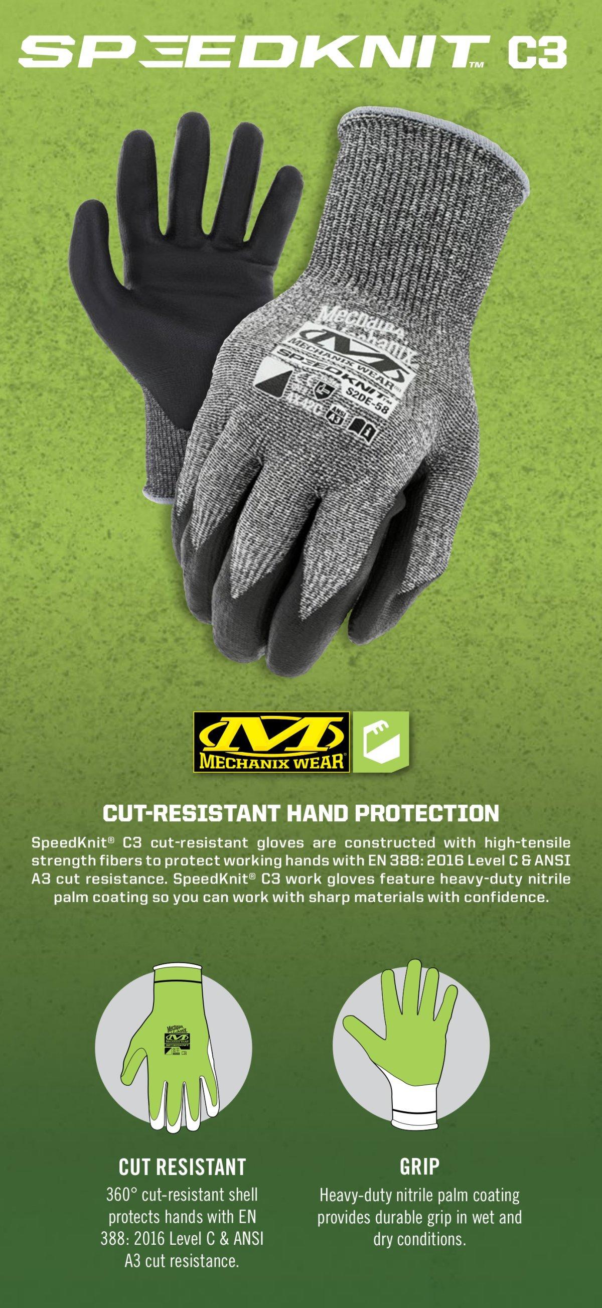 Mechanix Wear Black 10 ga Micro-foam Nitrile Coated HPPE, Nylon, Kevlar&reg;, Spandex and Steel Cut Resistant Gloves in Black 