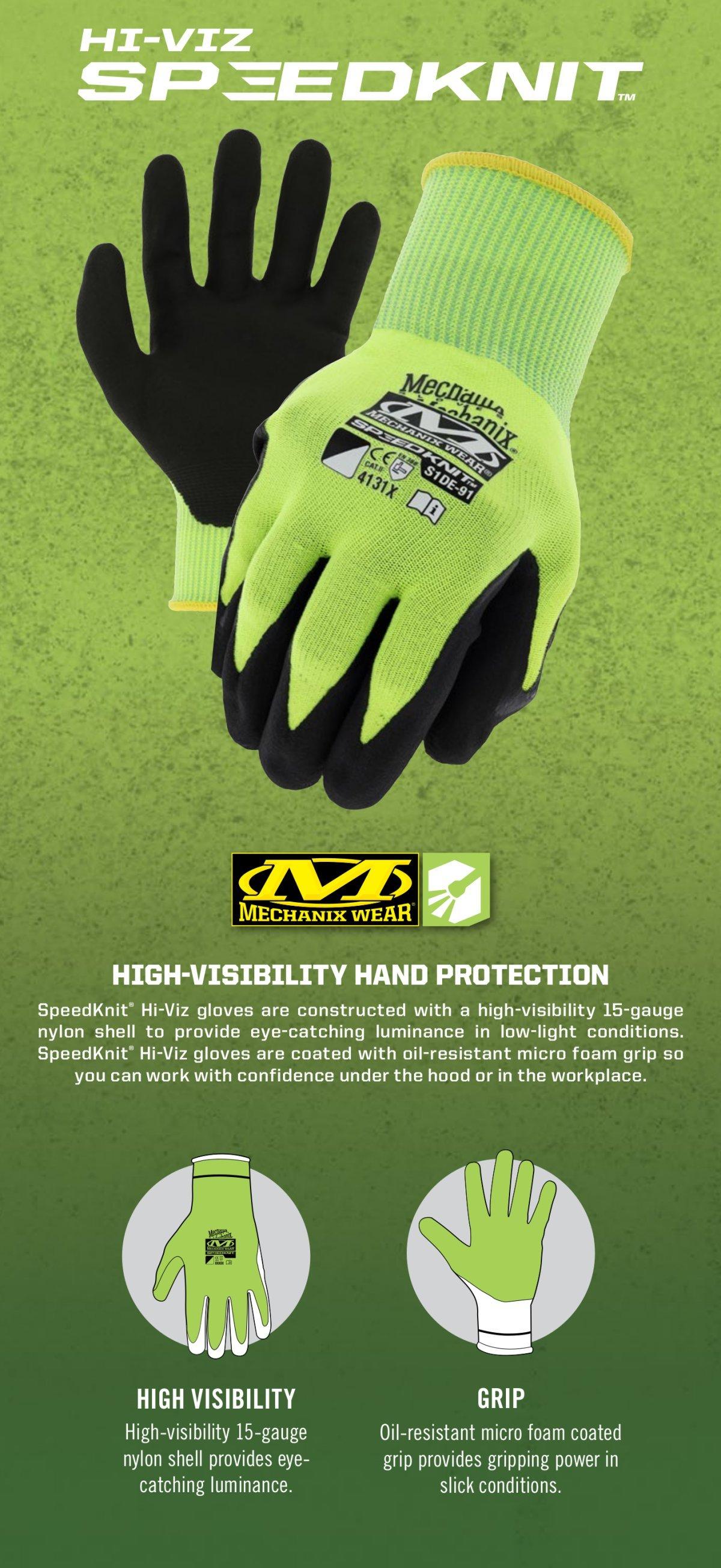 Mechanix Wear Hi-Viz Yellow 15 ga Nitrile Coated HPPE, Nylon and Polyester Utility Work Gloves in Hi-Viz Yellow 