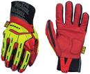 L Size D3O®, HPPE, Neoprene, TPR and Synthetic Leather Impact Gloves in Hi-Viz Green and Red