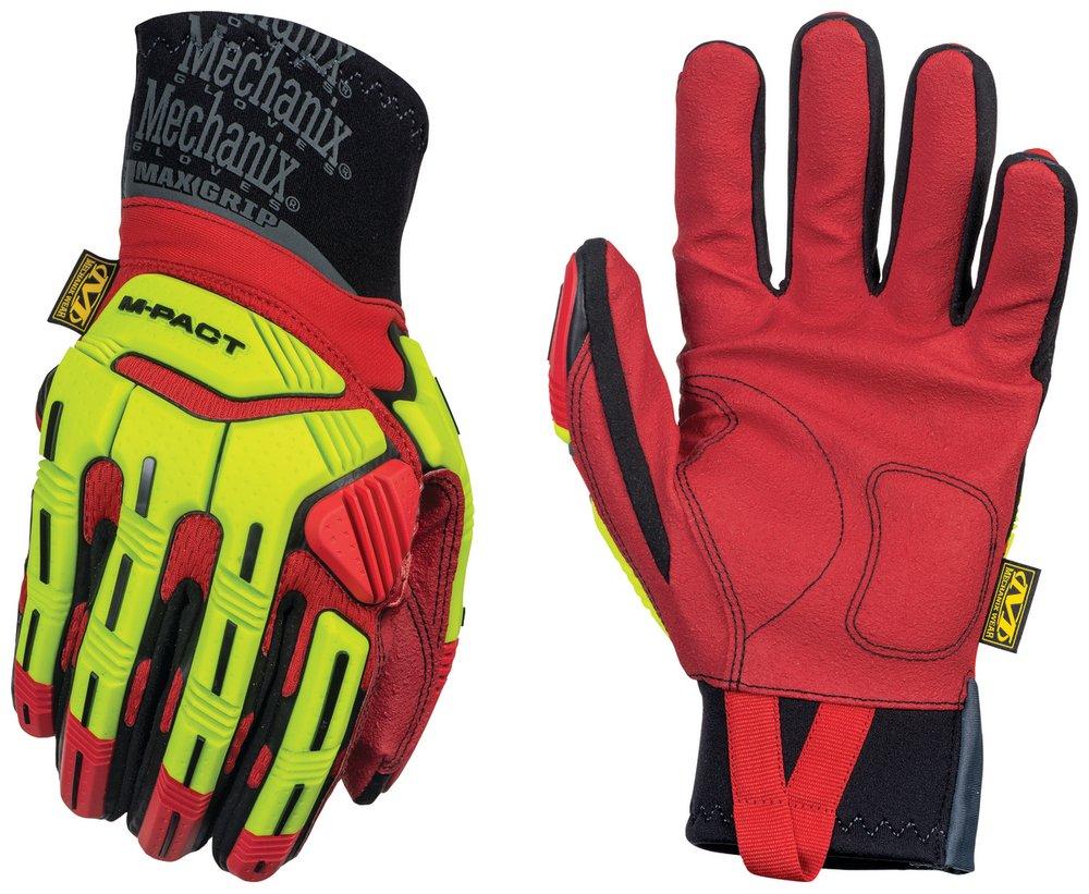 Mechanix Wear Hi-Viz Green D3O&reg;, HPPE, Neoprene, TPR and Synthetic Leather Impact Gloves in Hi-Viz Green and Red 