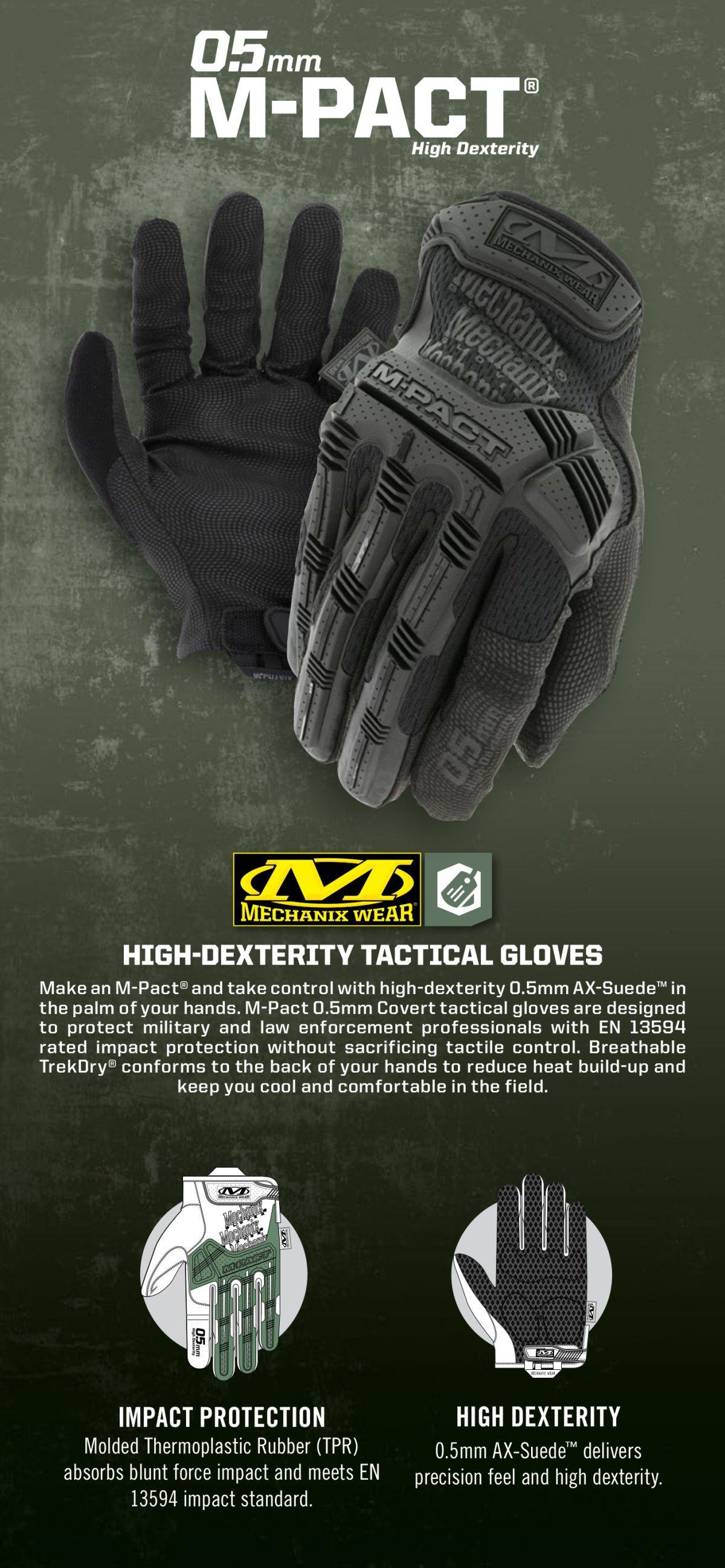 Mechanix Wear Black 0.5mm Nylon, Polyester and TPR Tactical Gloves in Black 