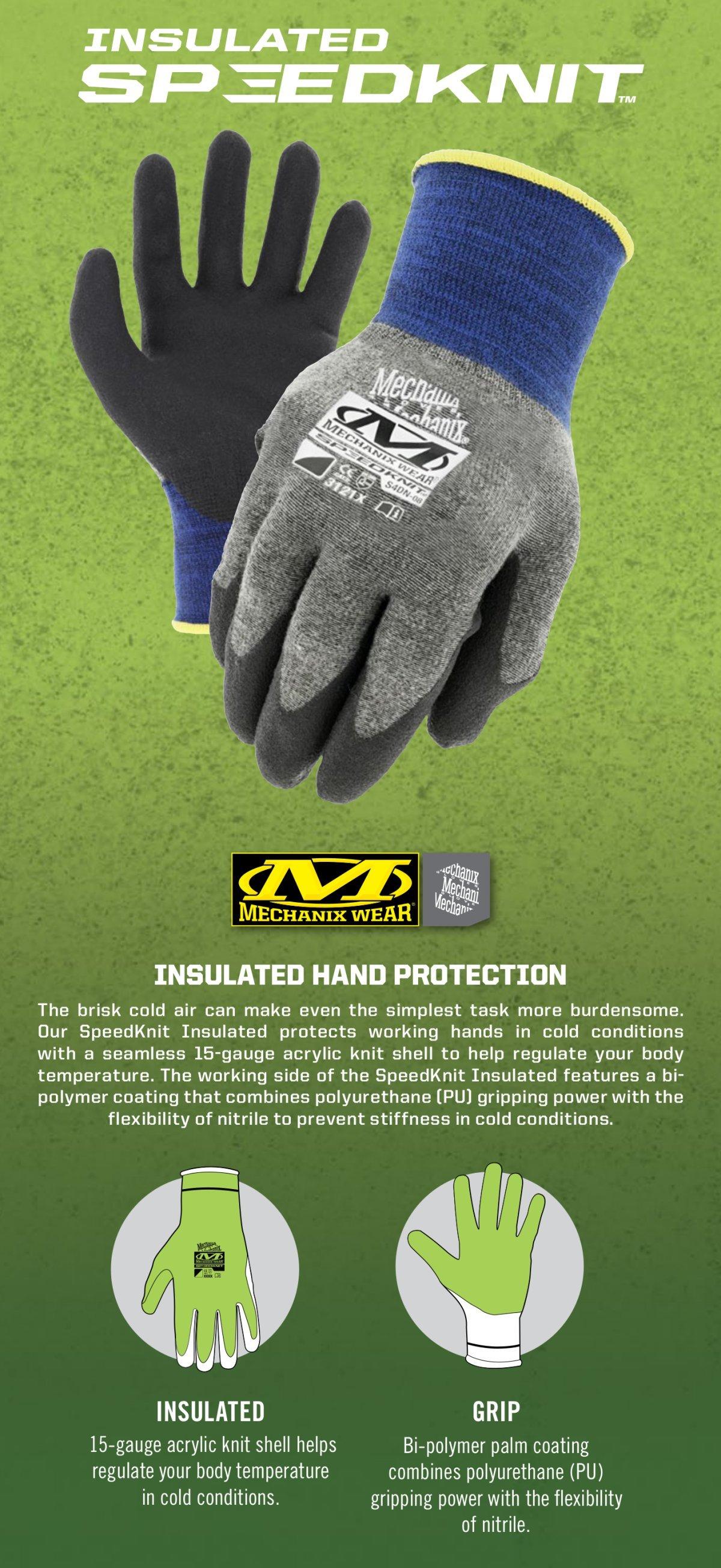 Mechanix Wear 15 ga Nitrile Coated Nylon, Polyurethane and Rubber Insulation Work Gloves 