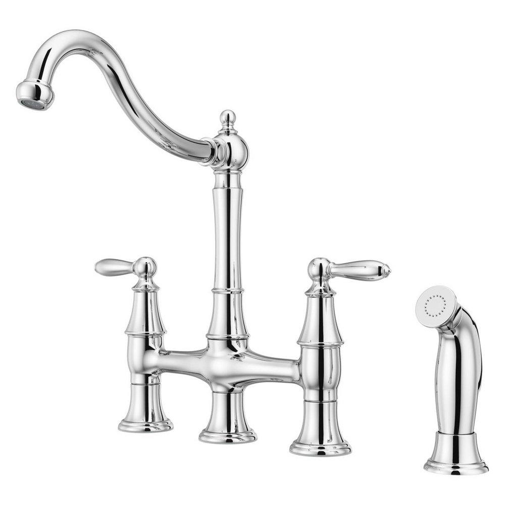 Pfister Polished Chrome Two Handle Bridge Kitchen Faucet 