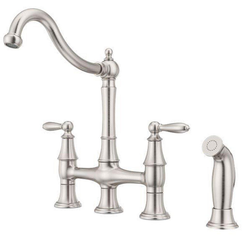Pfister Stainless Steel Two Handle Bridge Kitchen Faucet 