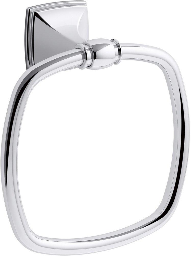 KOHLER Polished Chrome Square Closed Towel Ring 