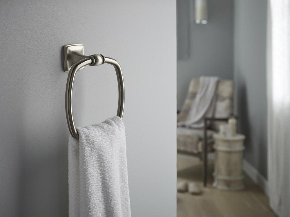 KOHLER Vibrant Brushed Nickel Square Closed Towel Ring 