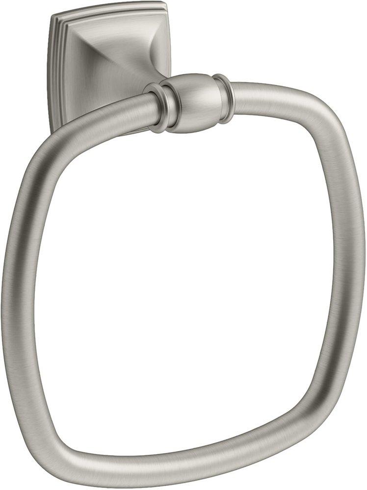 KOHLER Vibrant&reg; Brushed Nickel Square Closed Towel Ring 