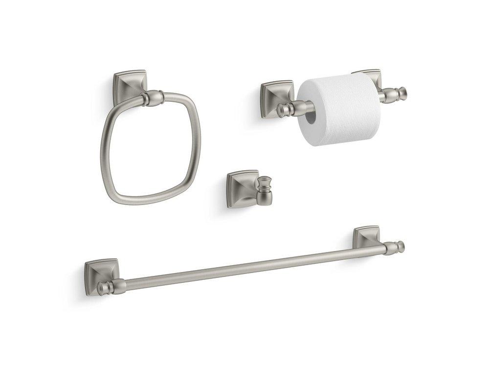 KOHLER Vibrant&reg; Brushed Nickel Square Closed Towel Ring 