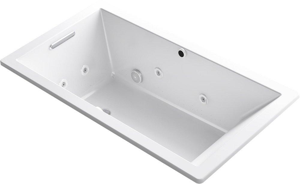 KOHLER White 66 x 36 in. Whirlpool Drop-In Bathtub with Reversible Drain 