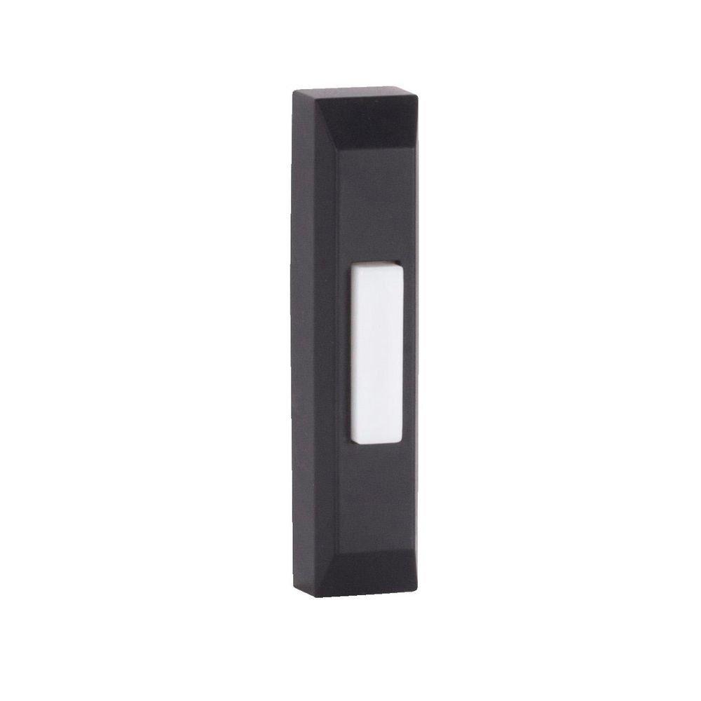 Surface Mount Lighted Push Button with Thin Rectangle Profile In Flat Black 
