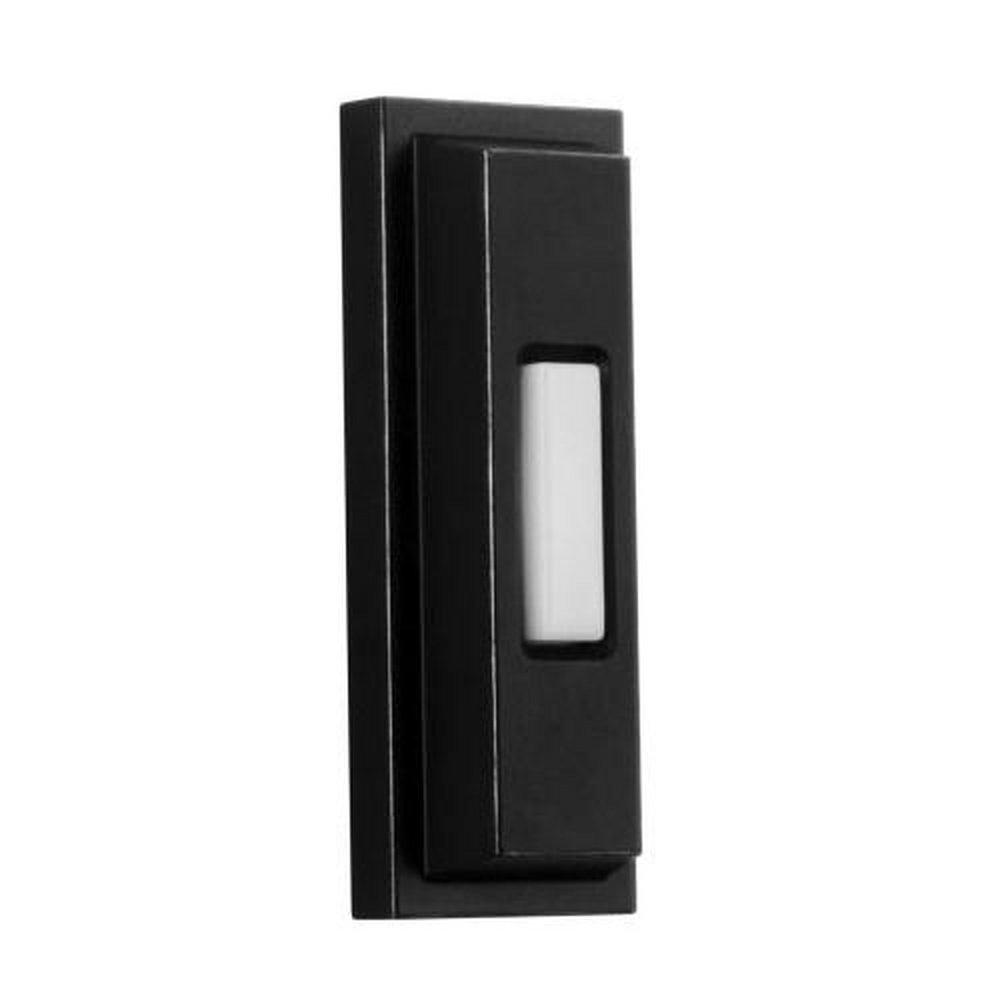 SURFACE MOUNT LIGHTED PUSH BUTTON WITH BEVELED RECTANGLE IN FLAT BLACK 